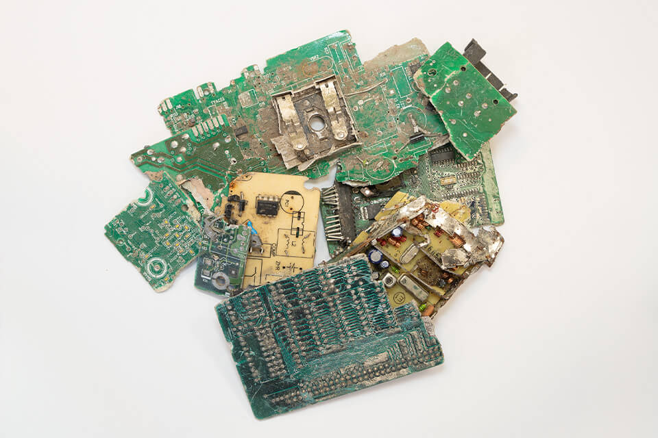 WEEE Elektroschrott Detailbild von PCB Platinen