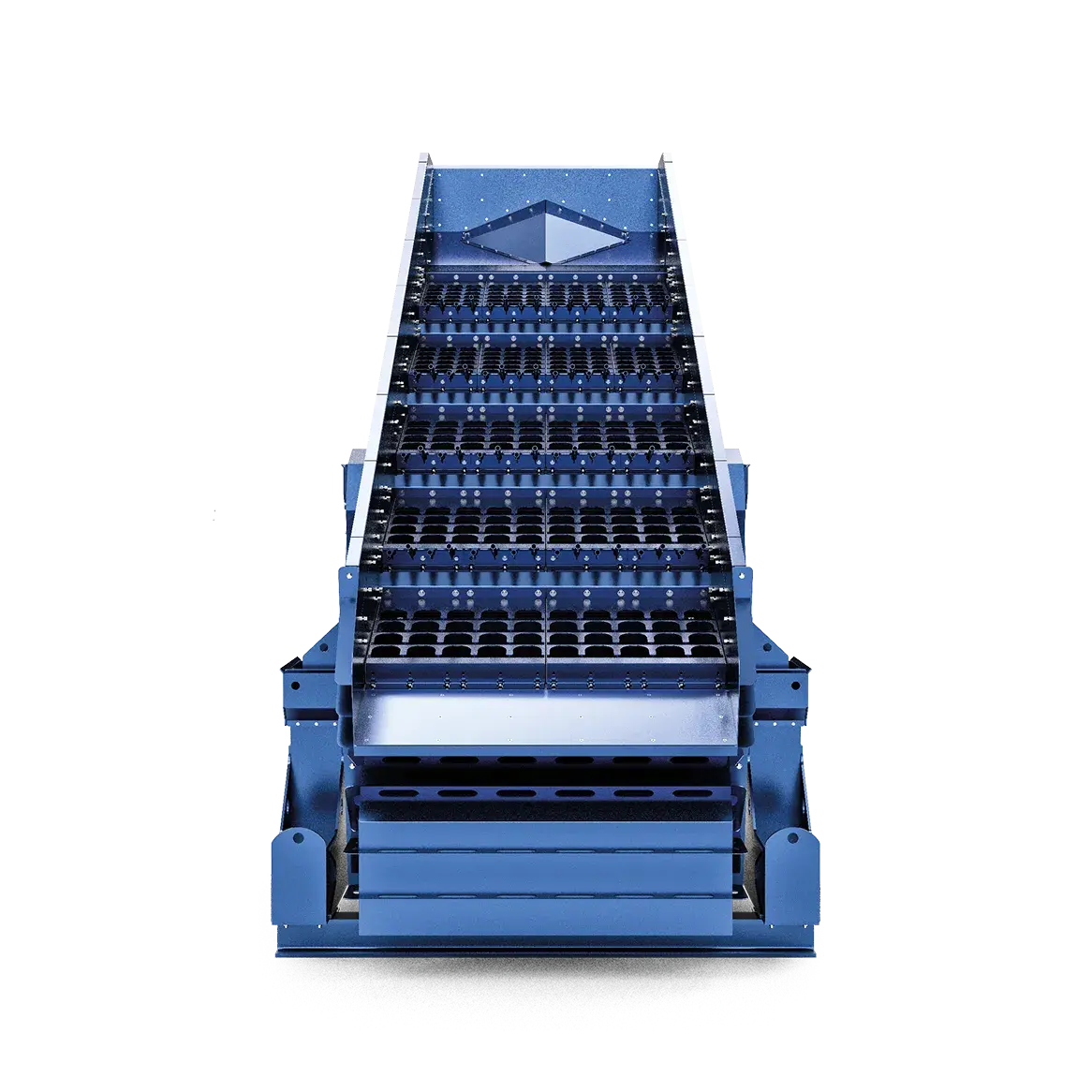 藍色工業用篩分機，適用於潮濕物料。