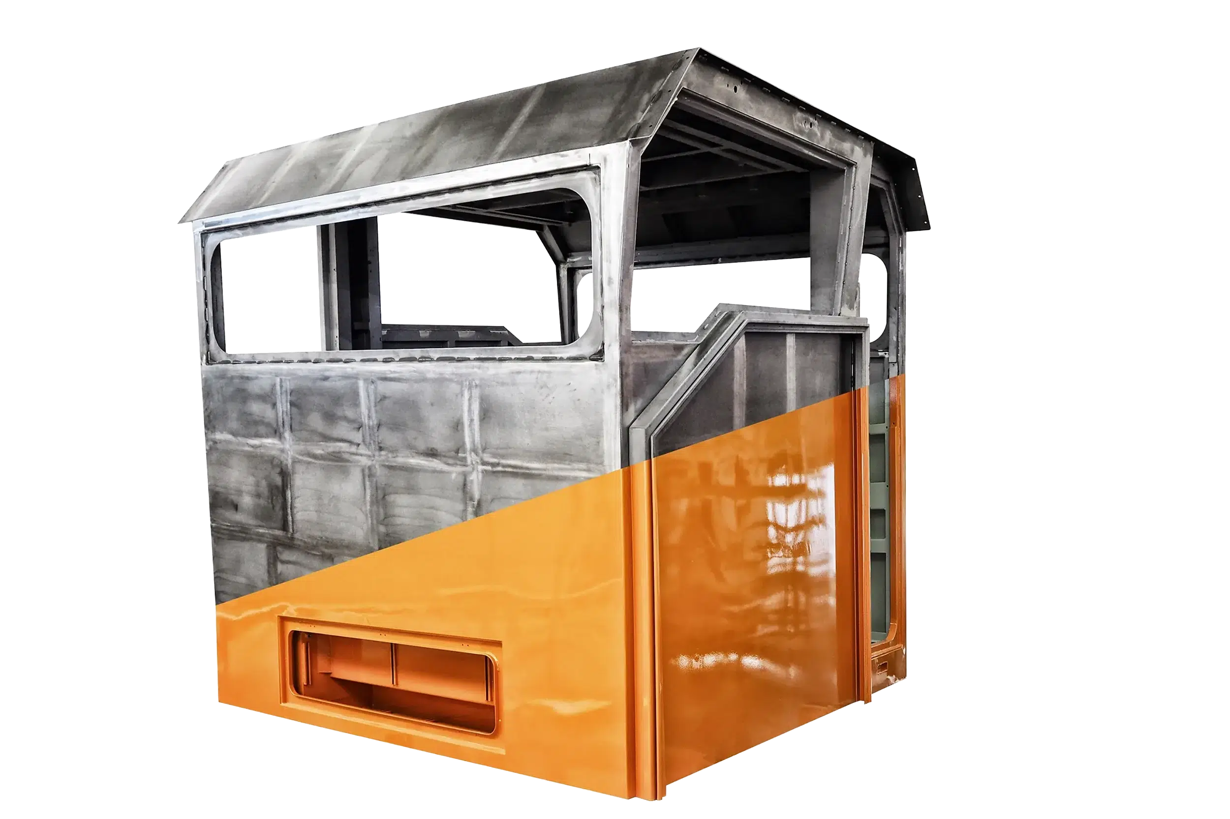 Example of the manufacturing process for a locomotive cab, including surface finishing and painting